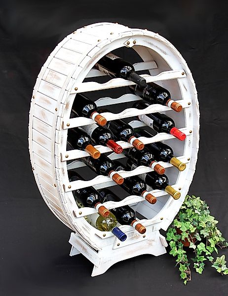 DanDiBo Weinregal Weiss Weinfass aus Holz günstig online kaufen