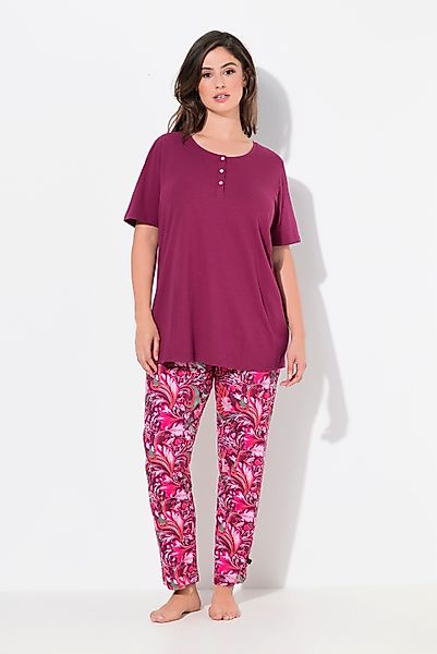 Ulla Popken Pyjama Pyjama Blüten Rundhals günstig online kaufen