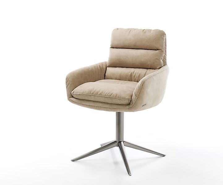 Drehstuhl Abelia-Flex mit Armlehnen Mikrofaser Beige Vintage Fußkreuz Graph günstig online kaufen