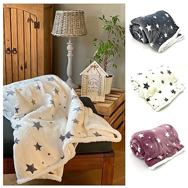 Wohndecke Soft Flanell Sterne Kuscheldecke mit günstig online kaufen