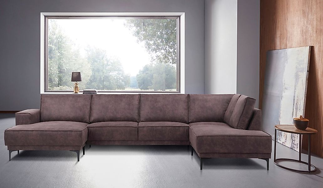 Places of Style Wohnlandschaft "XXL Sofa Oland, Struktur, Flachgewebe, Luxu günstig online kaufen