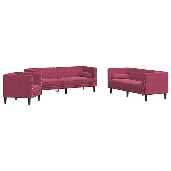 vidaXL Sofa 3-tlg. Chesterfield-Sofa-Set mit Nackenrollen günstig online kaufen