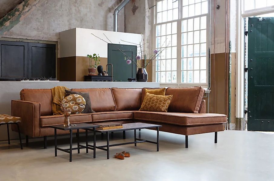 WOOOD Ecksofa »Rodeo«, mit recyceltem Leder, frei im Raum stellbar, H 85 cm günstig online kaufen