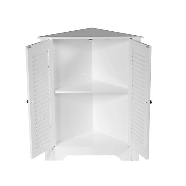 Costway Eckschrank Bad mit 2 Lamellentür Weiß 45 x 45 x 81,5 cm günstig online kaufen