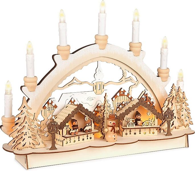 BRUBAKER LED Lichterbogen Schwibbogen mit LED Kerzen - Weihnachtsmarkt - De günstig online kaufen