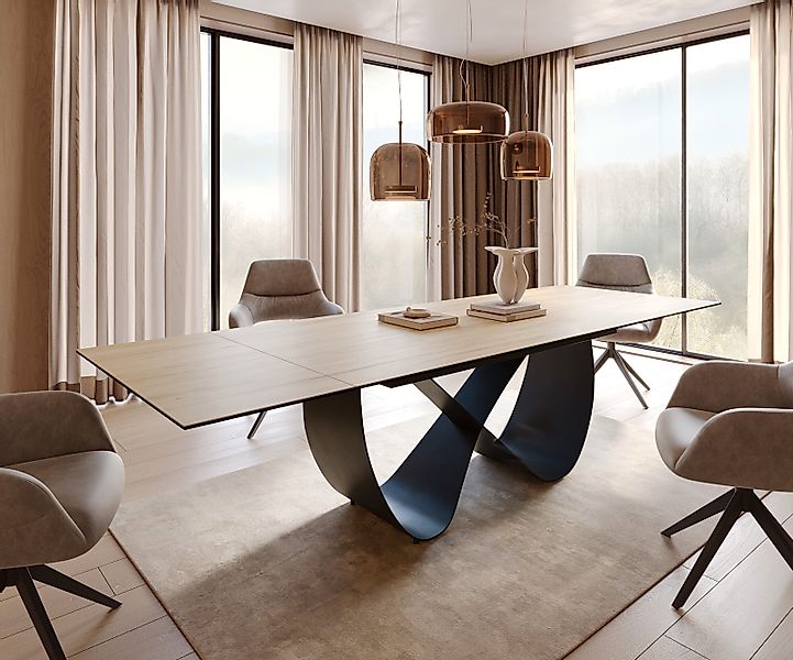 Esstisch Edge 200-300x100 cm Keramik Laminam® Sabbia Eichefarbig Infinity M günstig online kaufen