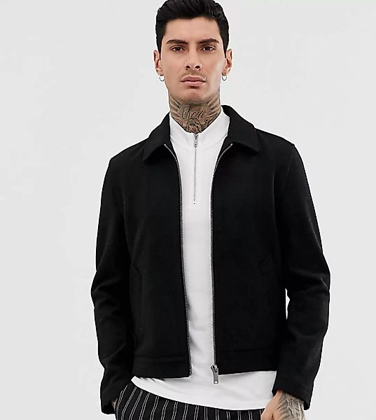 ASOS DESIGN – Jacke aus Wollmischung in Schwarz günstig online kaufen
