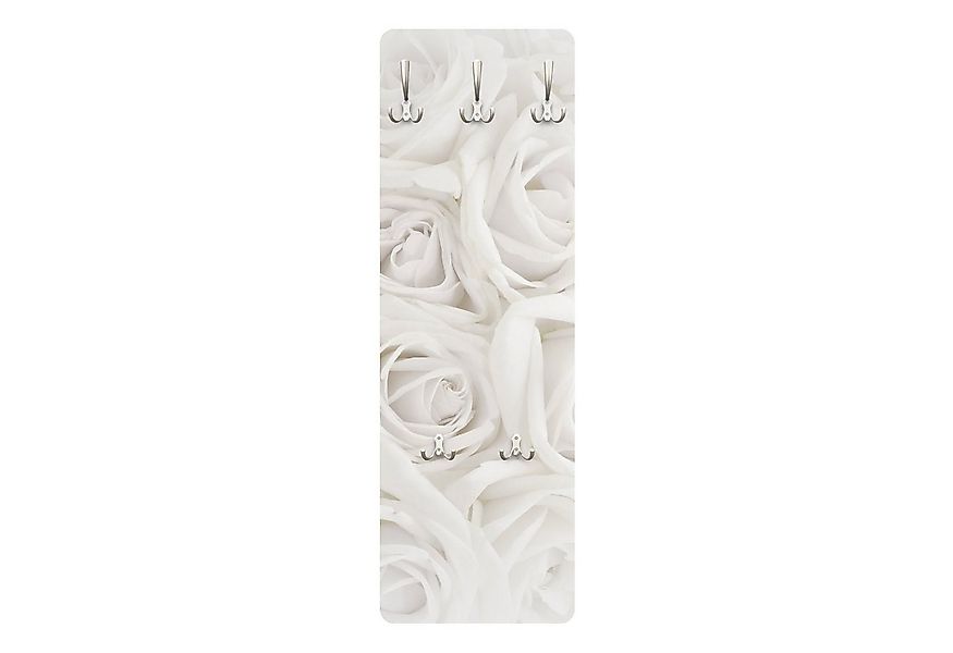 Bilderdepot24 Garderobenpaneel weiss Blumen Floral Liebe Weiße Rosen Design günstig online kaufen