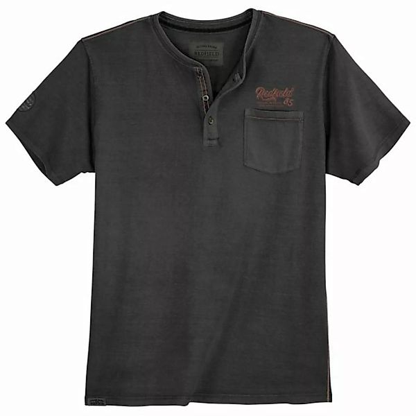 redfield Rundhalsshirt Große Größen Herren Henley T-Shirt schwarz modisch R günstig online kaufen