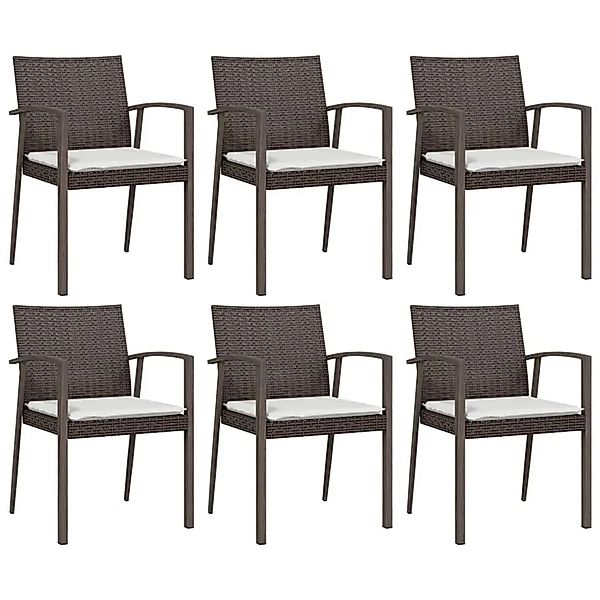 vidaXL Gartenstühle mit Kissen 6 Stk Braun 56,5x57x83 cm Poly Rattan 318707 günstig online kaufen
