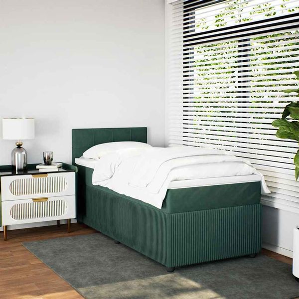 vidaXL Bett Boxspringbett mit Matratze Dunkelgrün günstig online kaufen