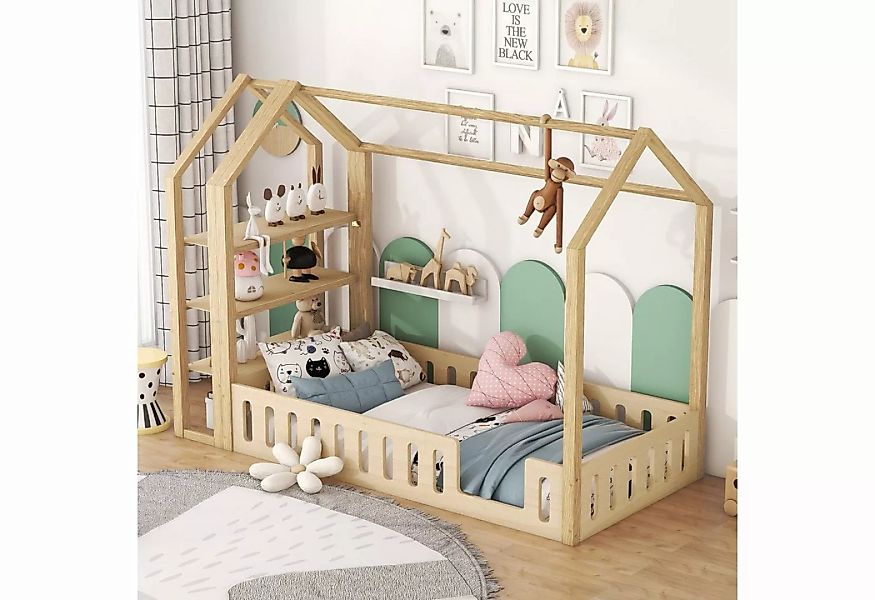 OKWISH Kinderbett Flachbetten Holzbett Funktionsbett Einzelbett (mit 3 Rega günstig online kaufen