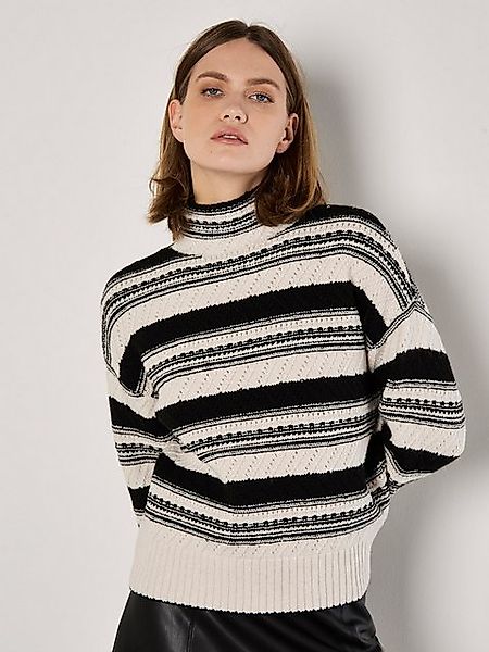 Apricot Streifenpullover Pointelle Pullover, mit gemischtem Streifenmuster günstig online kaufen