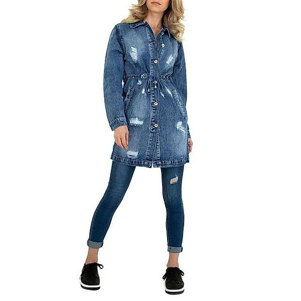 Ital-Design Hemdbluse Damen Freizeit Jeansstoff Hemdbluse in Blau günstig online kaufen