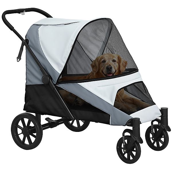 PawHut Hundewagen  Polyester Stahl Grau 124L x 67B x 100H cm günstig online kaufen
