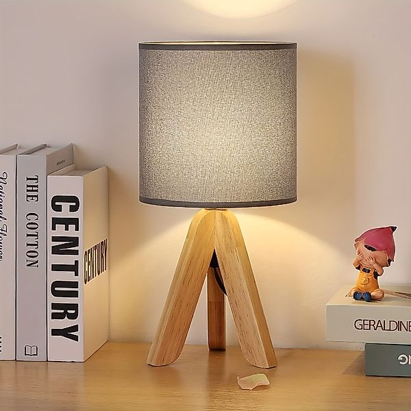 JDONG Nachttischlampe aus Holz, Stativ Tischlampe günstig online kaufen