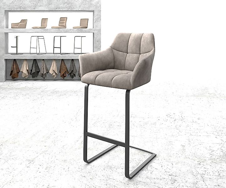 Barstuhl Yulo-Flex Vintage Taupe Freischwinger flach Metall günstig online kaufen