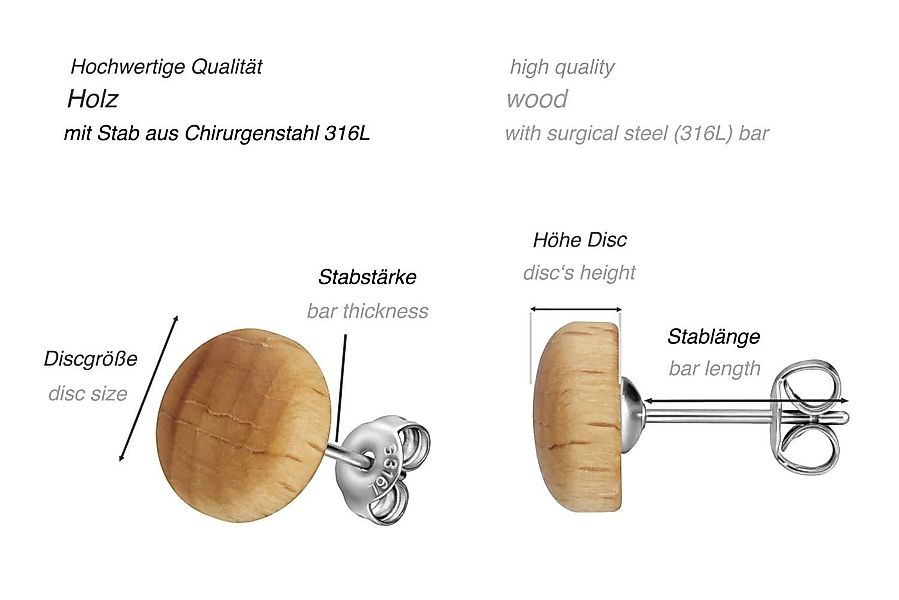 FILANGO Piercing-Set Chirurgenstahl Ohrstecker HOLZDISC (Ohrstecker günstig online kaufen