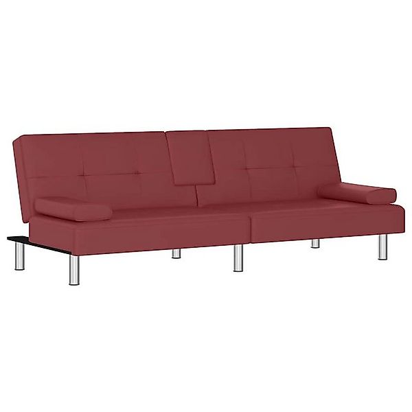 vidaXL Sofa Schlafsofa mit Getränkehaltern Rot Kunstleder günstig online kaufen