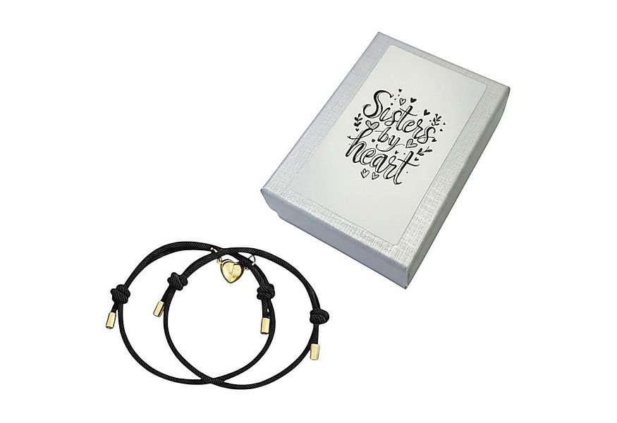 KARMA Armband Set Damen Sisters by Heart Herz Textil modern Schwarz Gold (D günstig online kaufen