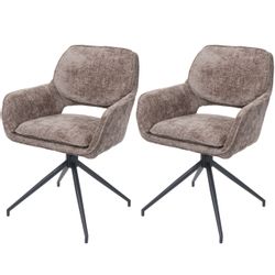 MCW Esszimmerstuhl N74 2er-Set Stoff Chenille 490g/m² Braun günstig online kaufen