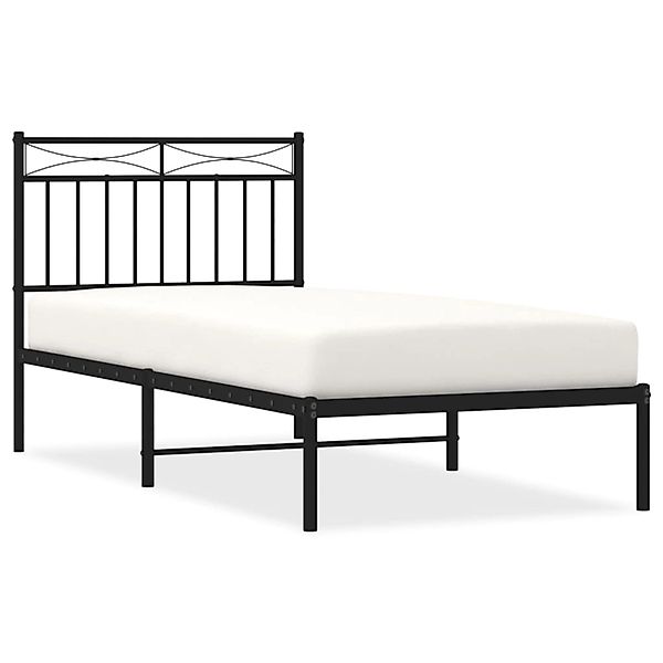 vidaXL Bettgestell mit Kopfteil Metall Schwarz 90x200 cm 373684 günstig online kaufen