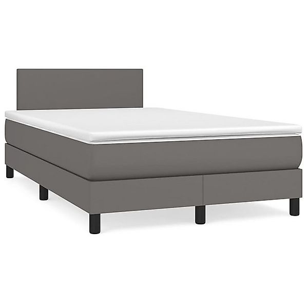 vidaXL Boxspringbett, Boxbett mit Matratze Grau 120x200 cm Kunstleder günstig online kaufen