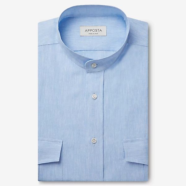 Hemd  einfarbig  hellblau leinen leinwandbindung, kragenform  stehkragen günstig online kaufen