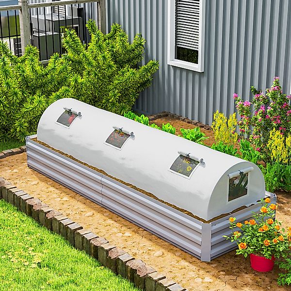 Outsunny Gewächshaus mit Rollfenster Runddach, winterfest Foliengewächshaus günstig online kaufen