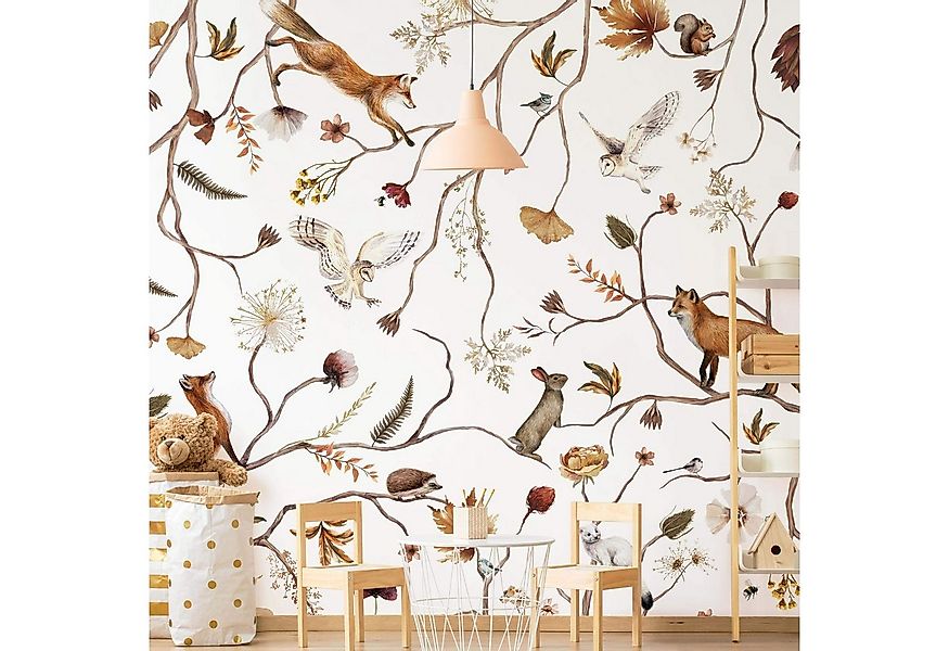 Bilderdepot24 Fototapete Waldtiere herbstlichen Zweigen, Glatt, Matt, (Vlie günstig online kaufen