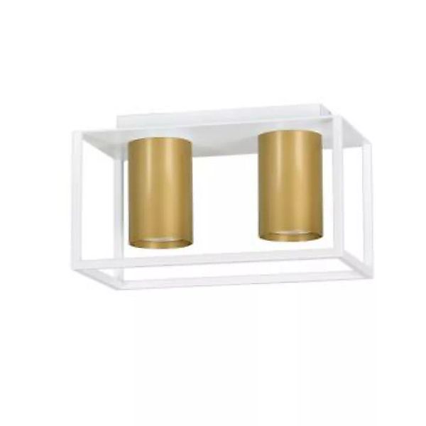 Deckenlampe Weiß Gold 2x GU10 Metall Modern Flur Büro günstig online kaufen