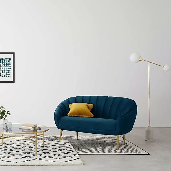 Primrose 2-Sitzer Sofa, Samt in Blaugruen - MADE.com günstig online kaufen