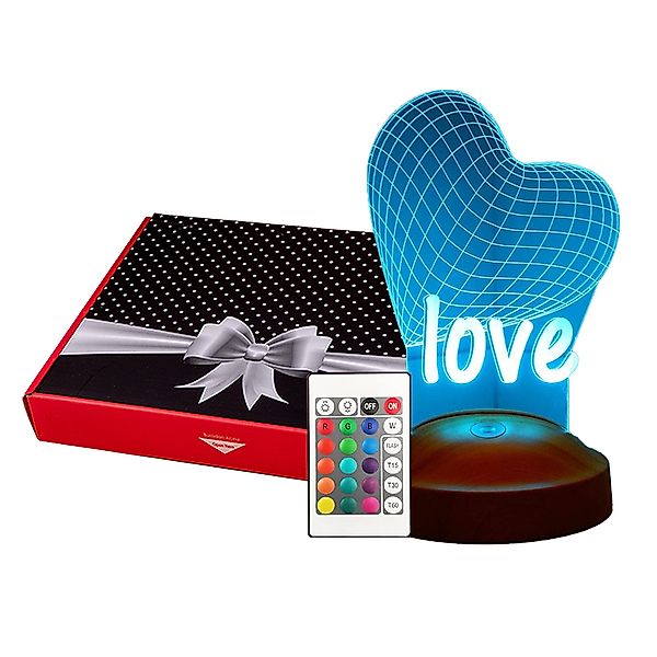 Geschenkelampe LED Nachttischlampe Herz Liebe Gravur günstig online kaufen