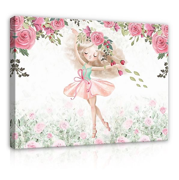 Wallarena Leinwandbild Kinderzimmer Mädchen Ballerina Blumen günstig online kaufen