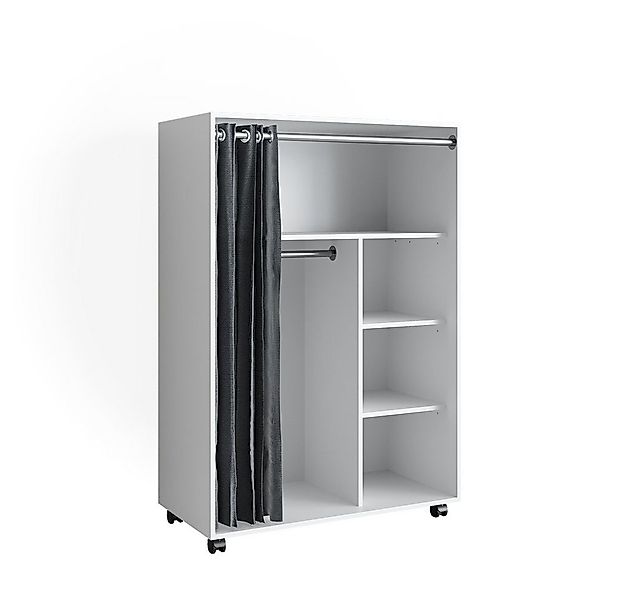 Vicco Kleiderschrank Doros, Weiß, 100 x 146.6 cm mit Rollen mit Kleiderstan günstig online kaufen