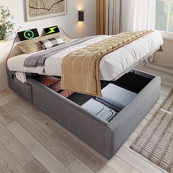 STILVORA Polsterbett Jugendbett 90x200cm mit Struraum,Einzelbett günstig online kaufen