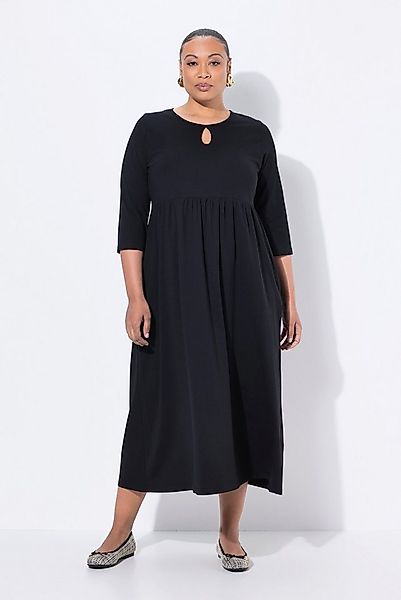 Ulla Popken Maxikleid Jersey-Maxikleid Rundhals Keyhole 3/4-Arm Taschen günstig online kaufen