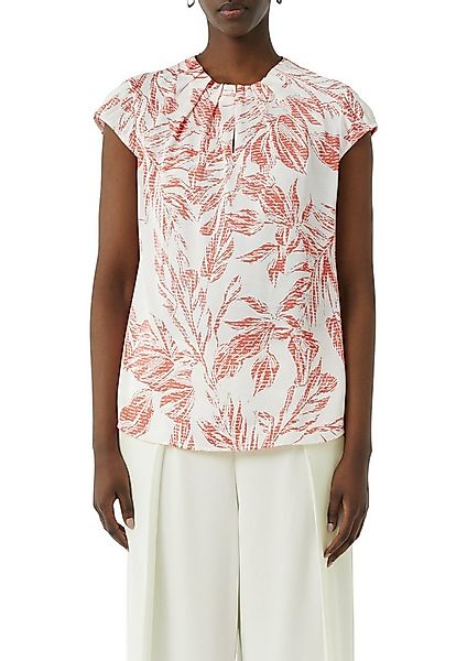 comma Kurzarmbluse mit All-Over Print und gerafftem Ausschnitt günstig online kaufen