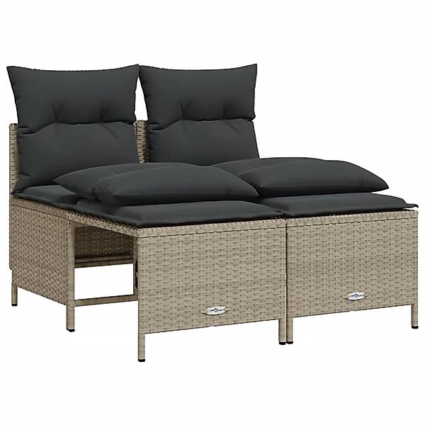 vidaXL 4-Tlg Garten-Sofagarnitur mit Kissen Hellgrau Poly Rattan 368376 günstig online kaufen