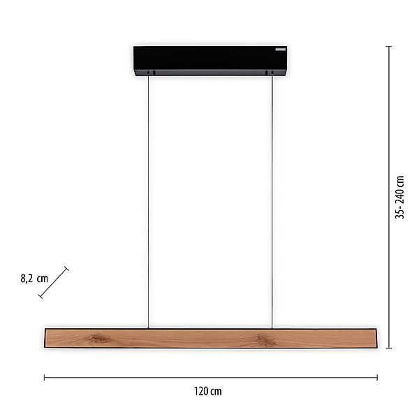 LED-Pendelleuchte PURE E-Motion, oak/black pearl, CCT günstig online kaufen