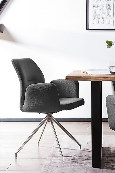 SalesFever Esszimmerstuhl »Taormina Armlehnstuhl mit silbernem Edelstahlges günstig online kaufen