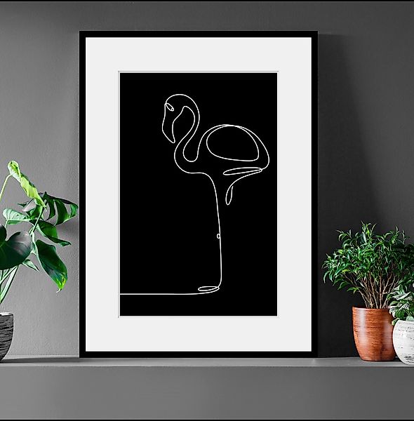 queence Bild "Stine", Flamingos-Kunst-Schwarz-Weiß, (1 St.), HD Premium Pos günstig online kaufen