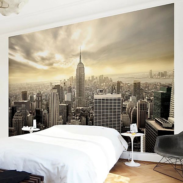 Bilderwelten Fototapete Manhattan Dawn creme Gr. 288 x 190 günstig online kaufen