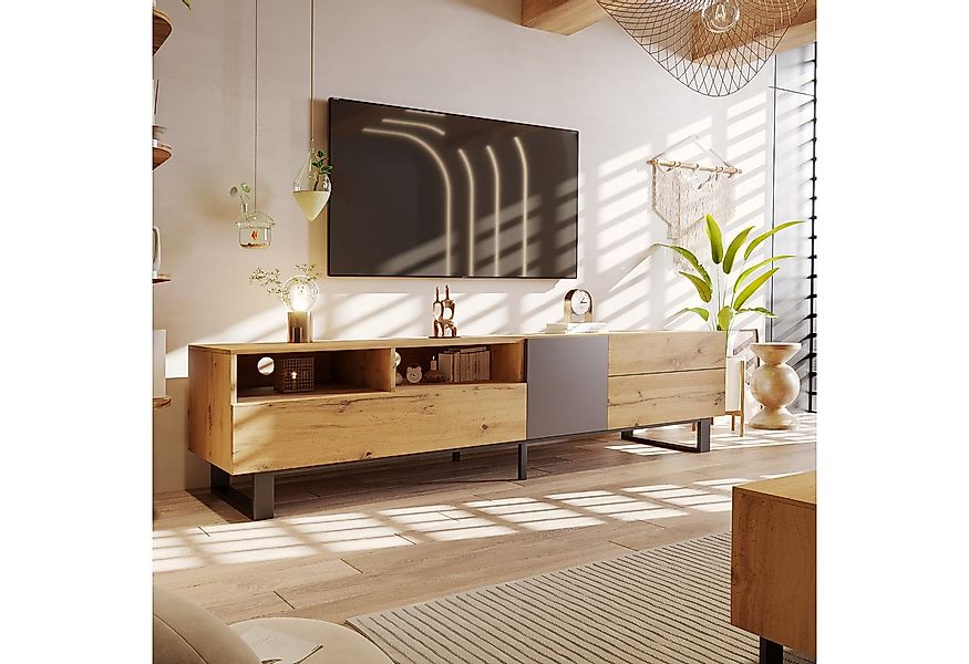 Merax Lowboard Landhaus Altholzoptik, Fernsehtisch TV Board, TV- Lowboard a günstig online kaufen