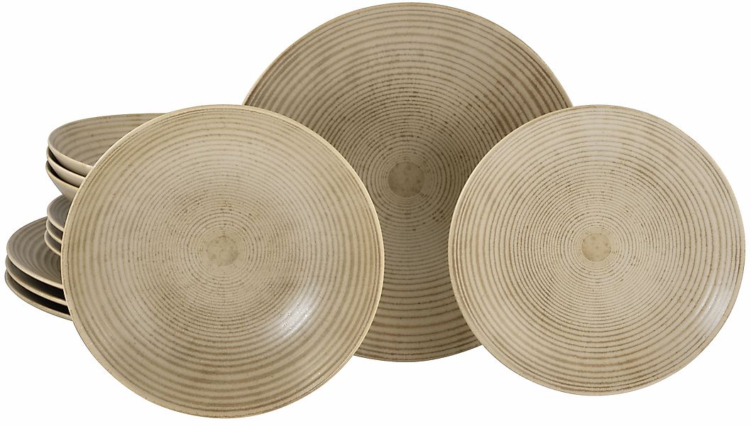 CreaTable Teller-Set »Catania, Tellerset 12-tlg.« Vintage Farben, Ausdrucks günstig online kaufen