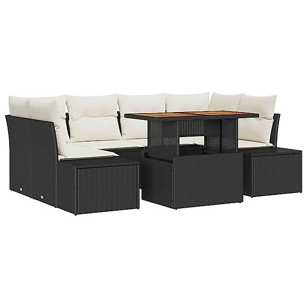 vidaXL Garten-Sofa-Set mit Speicher 7-Tlg Schwarz Poly Rattan 3358651 günstig online kaufen