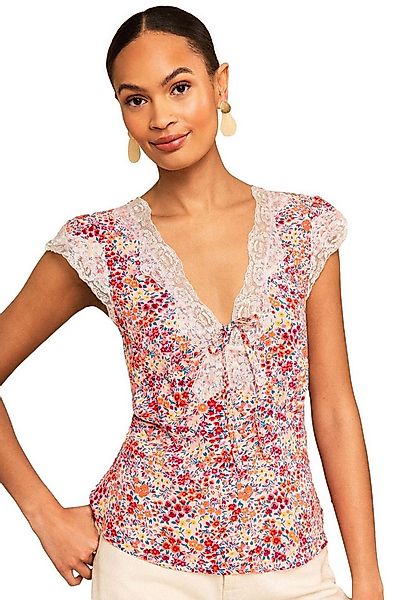 Love & Roses Kurzarmbluse Love & Roses Bluse mit Spitzenbesatz, Regular (1- günstig online kaufen