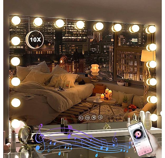 Mihtrov Schminkspiegel Bluetooth Kosmetikspiegel mit Beleuchtung, USB, 10x günstig online kaufen