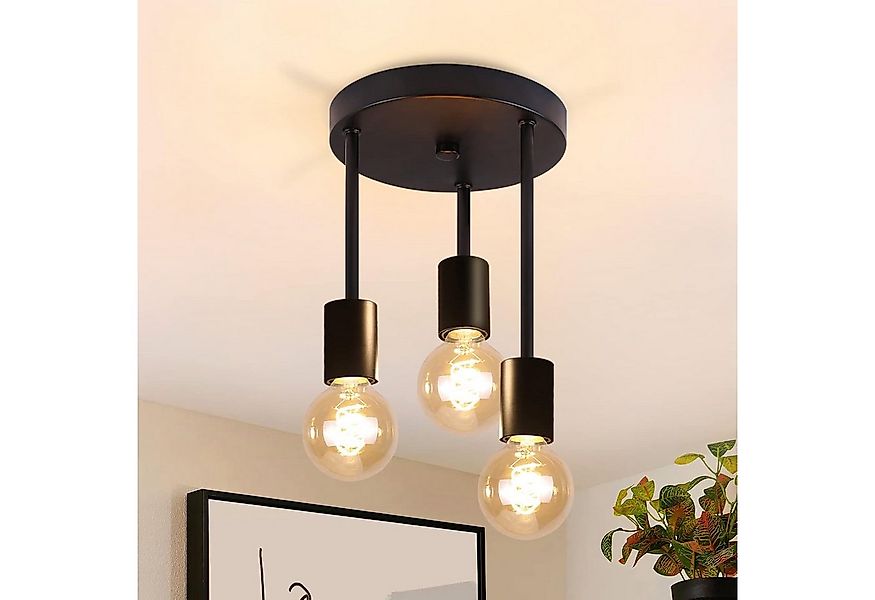 ZMH LED Deckenleuchte 3/6 Flammig Deckenstrahler Vintage E27 Schwarz-Gold S günstig online kaufen