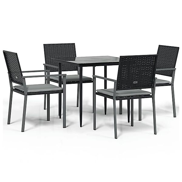 vidaXL 5-Tlg Garten-Essgruppe mit Kissen Poly Rattan und Stahl 3187002 günstig online kaufen